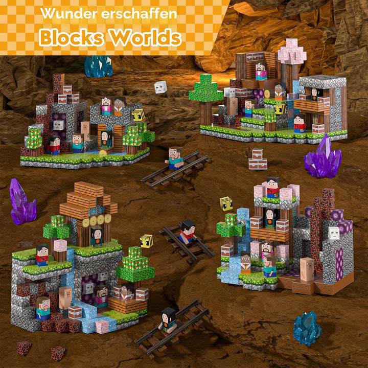 Magnetische Bausteine, Magnetbausteine mit Abenteuerwelt, Magnetfliesen für Kinder ab 3–8 Jahre, STE