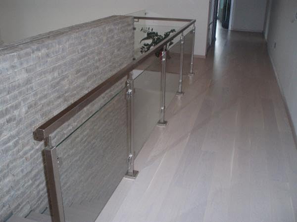 Sellon24® Edelstahl Geländerpfosten Eckig rechts 40x40 Bauhöhe 1000mm Vierkantrohr mit Glashalter Vi