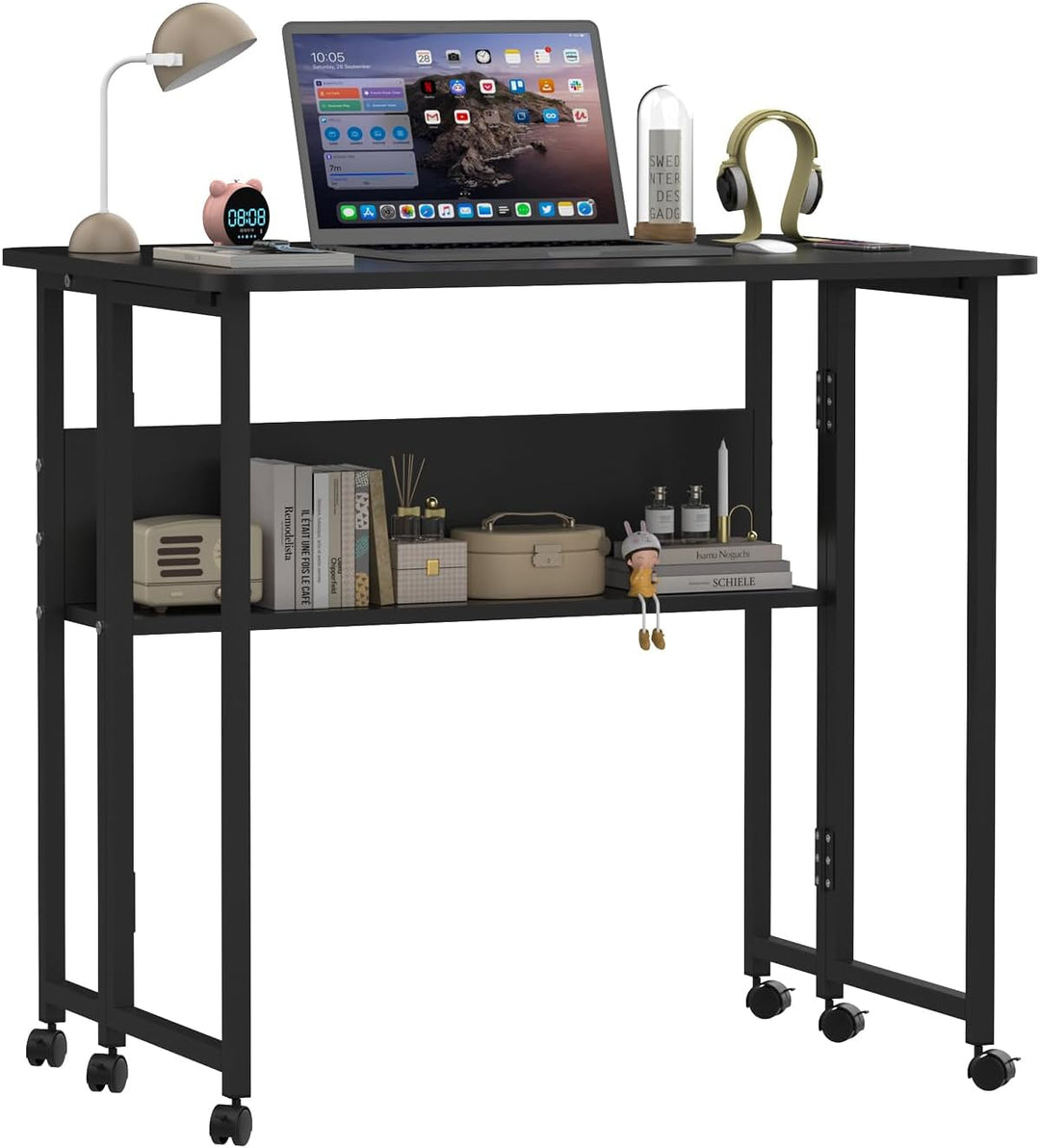 Mobiler Betttisch, Beistelltisch, PC-Halterung für Wohnzimmer, Büro, Schlafzimmer, Bremsen für Stabi