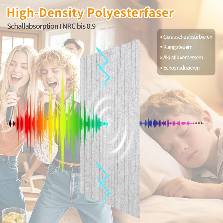 8.64㎡ Akustikpaneele 120x60 cm 12er Selbstklebend Akustikplatten Schallschutzplatten für Homeoffice