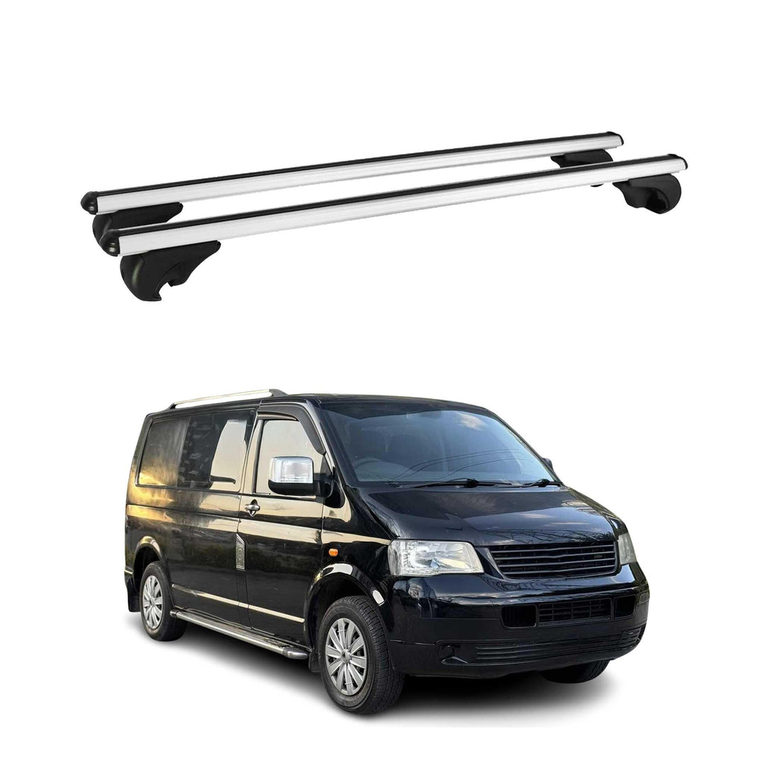 OMAC Dachträger für VW T5 T6 T6.1 Transporter Multivan Caravelle Silber Alu | TÜV/DIN 75302:2019 gep