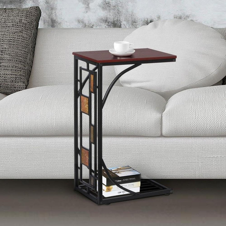 Yaheetech Beistelltisch Stabiler Couchtisch C- Form Kaffeetisch Teetisch Industrial Design Wohnzimme