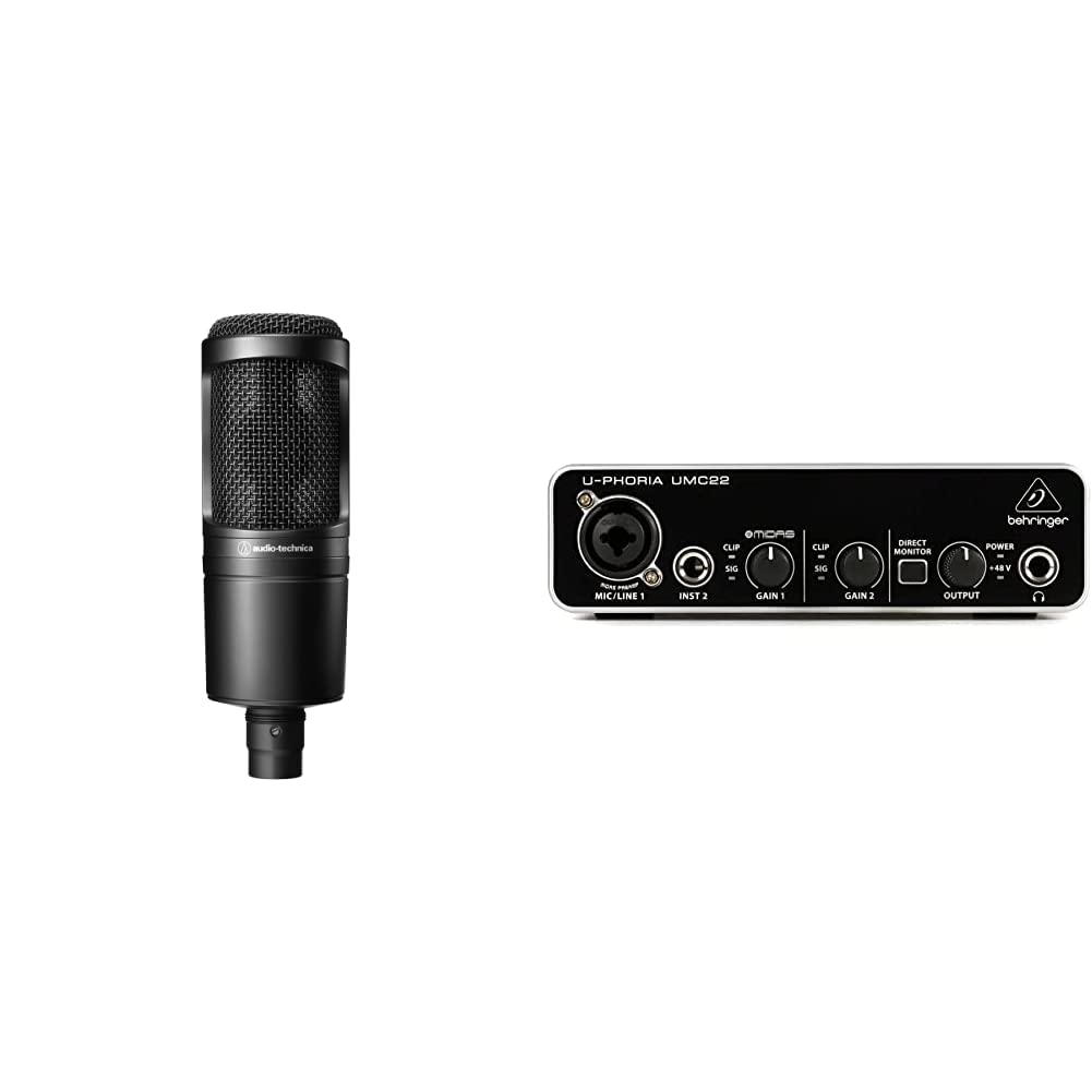 Audio-Technica AT2020 Kondensatormikrofon mit Nierencharakteristik (XLR Anschluss) für Voiceover, Po
