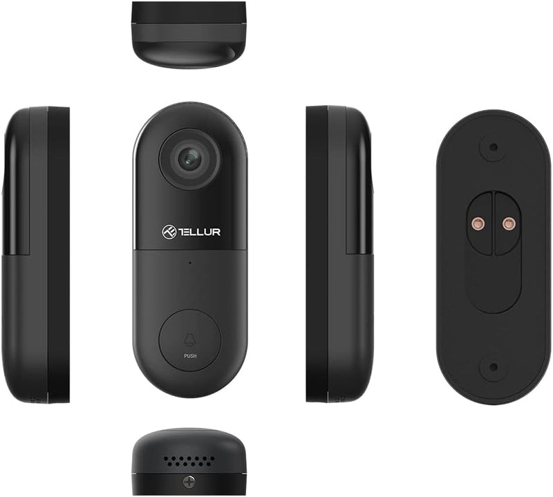 TELLUR SMART WLAN Türklingel mit Kamera, WLAN Door Bell Alexa Türklingel, PIR-Bewegungserkennung, FH