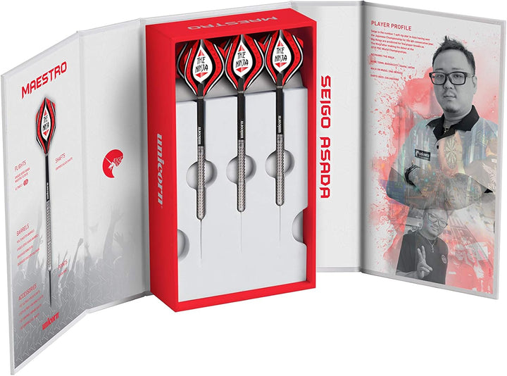 Unicorn Seigo Asada-Maestro 90% Tungsten Natural Dartpfeile mit Stahlspitze 25 g rot / schwarz, 25 g