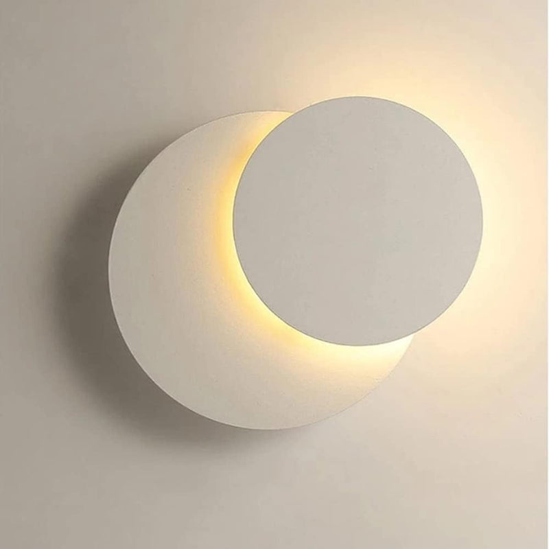 DELIPOP LED Wandleuchte Innen, 12W Kreative Eclipse 2 in 1 Wandlampe 360° drehbar, Weiss Rund Design