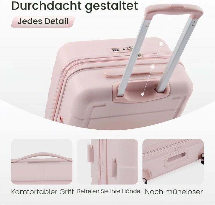SHOWKOO Kofferset 3 Teilig Hartschale Leicht ABS+PC Erweiterbar Reisekoffer Haltbar Trolley Handgepä