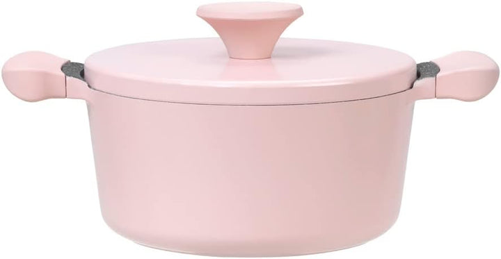 AKIS LE MACARON Pfannenset 4-Teilig, Bratpfanne 24/28cm Topf 20cm mit Deckel aus Aluminium Pastellro