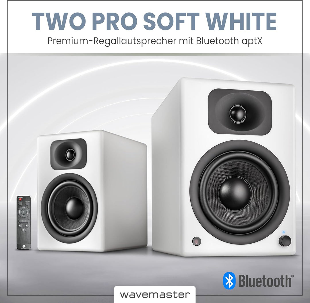 wavemaster TWO PRO white – Regallautsprecher-System (110 Watt) mit Bluetooth-Streaming, digitalen An