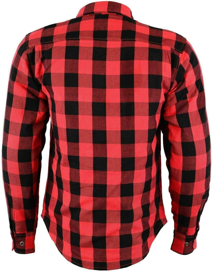 Motorrad Kevlar Aramid gefüttert Schutz Flanell Hemd, (XL, Rot/schwarz), XL Rot/Schwarz