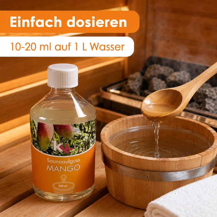 KK Sauna Aufguss Konzentrate PREMIUM - Made in Germany - Duftsorte Mango- 500 ml Flasche - Wellness