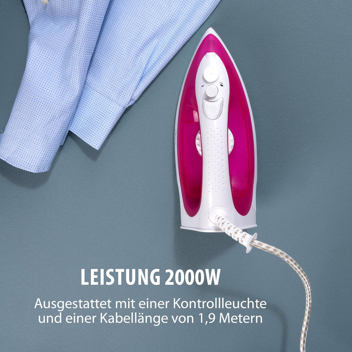 alpina Dampfbügeleisen - Dampfglätter 2000W - Bügeleisen mit Dampf- und Wassersprühfunktion - Einste