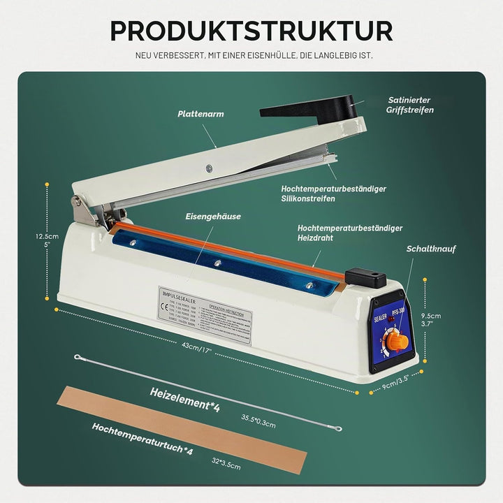 300 mm Heisssiegelgerät Folienschweissgerät 3mm Dichtungsbreite Balkenschweissgerät Versiegelungsger