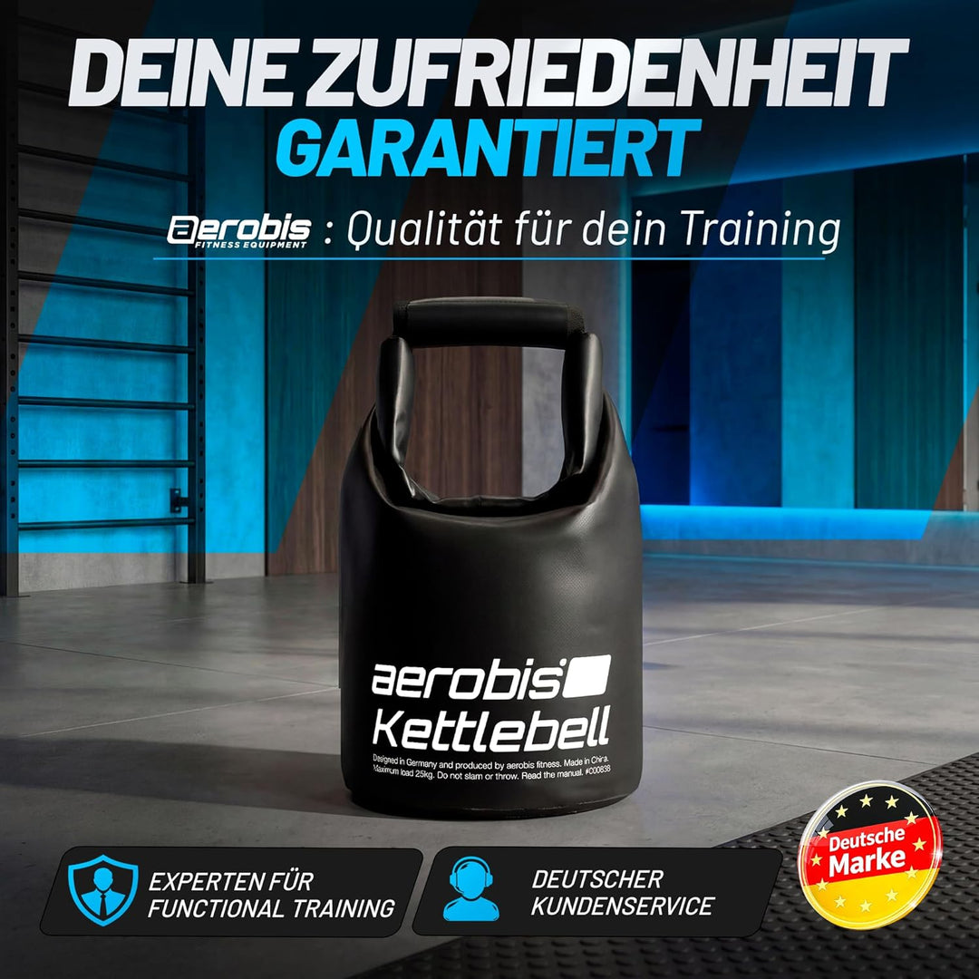 aerobis® Fitness Kettlebell | verstellbare Kugelhantel 1-25kg | variabel befüllbar mit Sand oder Sta