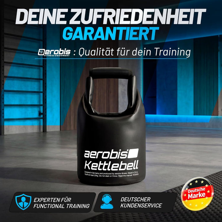 aerobis® Fitness Kettlebell | verstellbare Kugelhantel 1-25kg | variabel befüllbar mit Sand oder Sta
