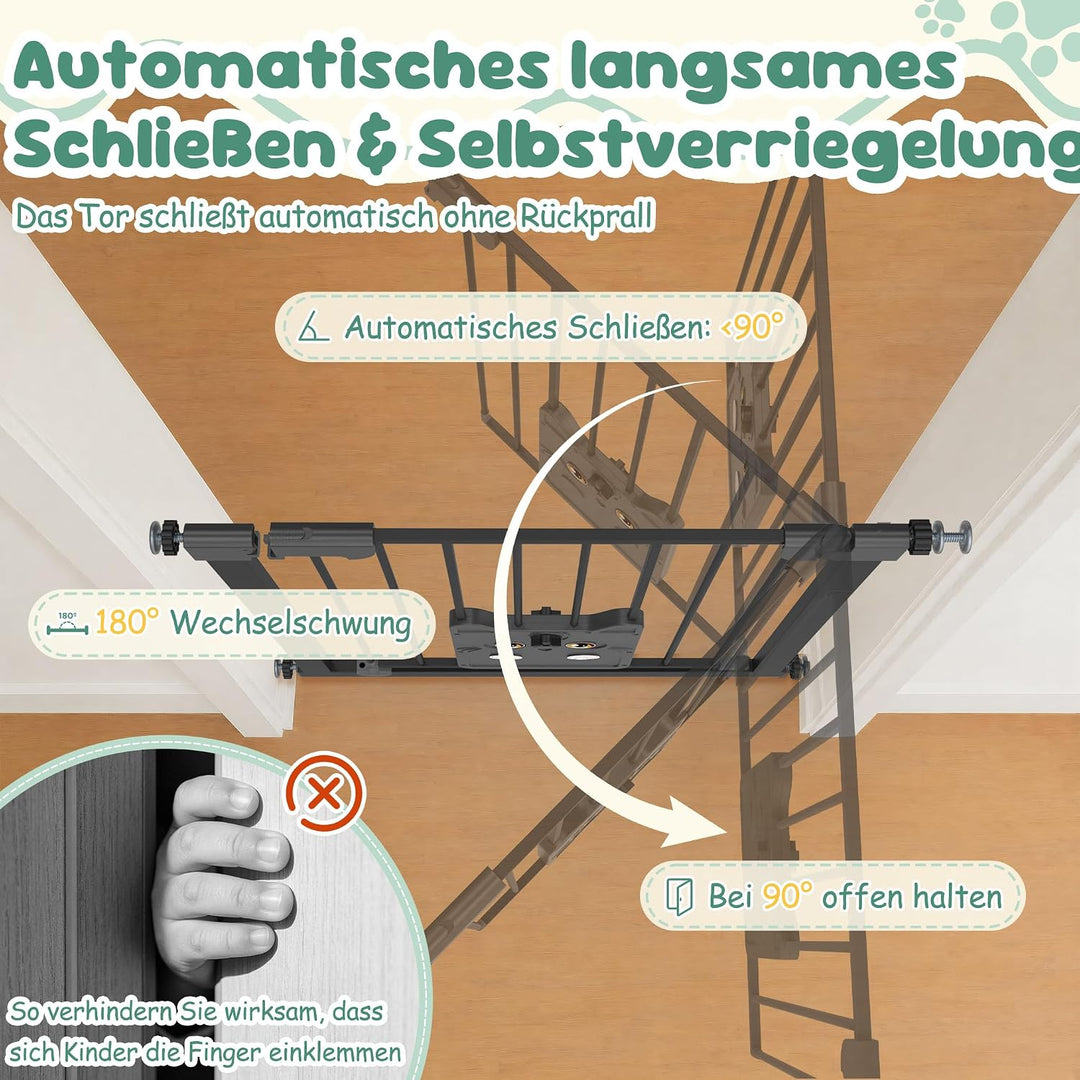Treppenschutzgitter Ohne Bohren mit Selbstschliessend katzenklappe 75-85cm Breiten Treppengitter mit
