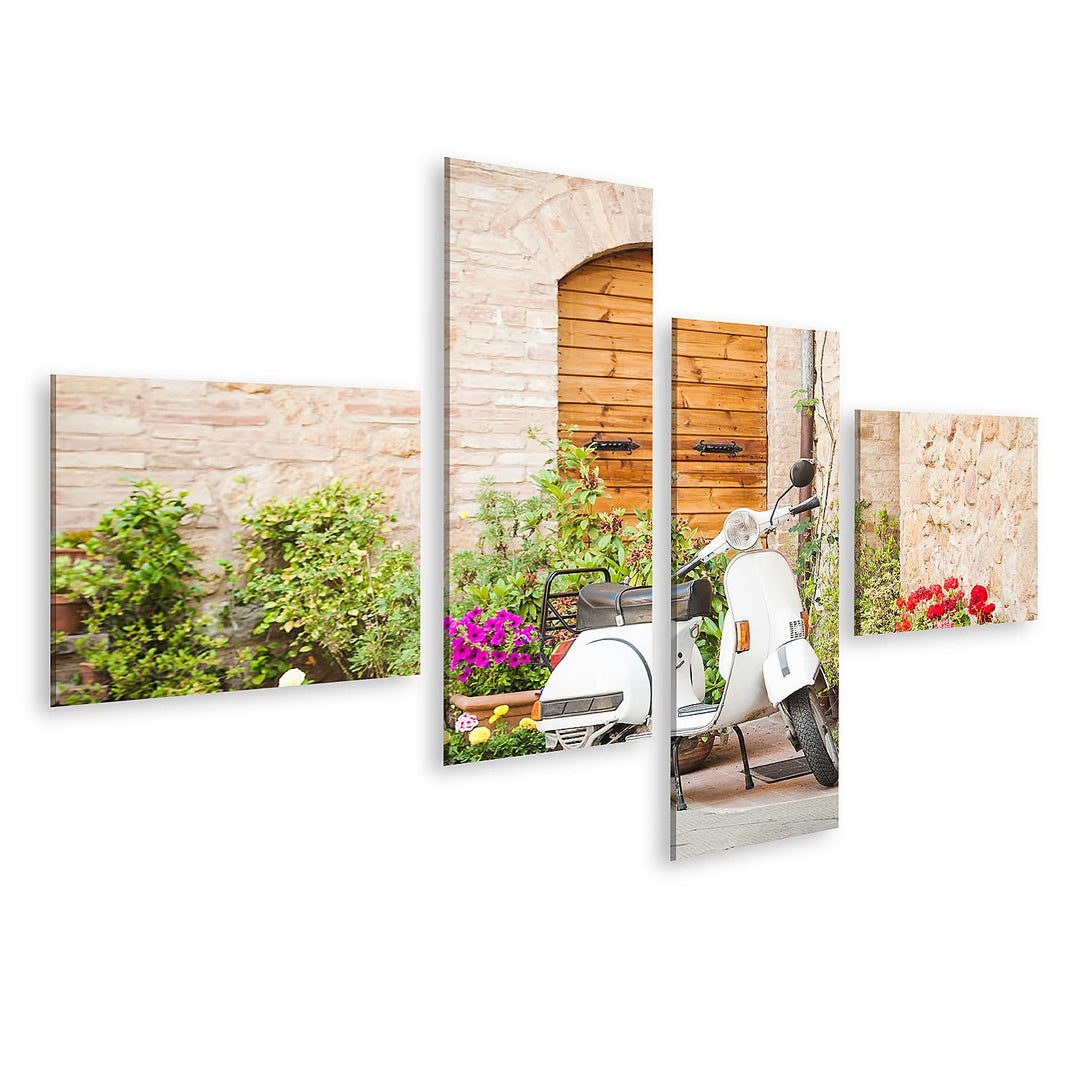 islandburner Bild auf Leinwand Italien Vintage Vespa Pienza Bilder Wandbilder Poster Leinwand 150x80