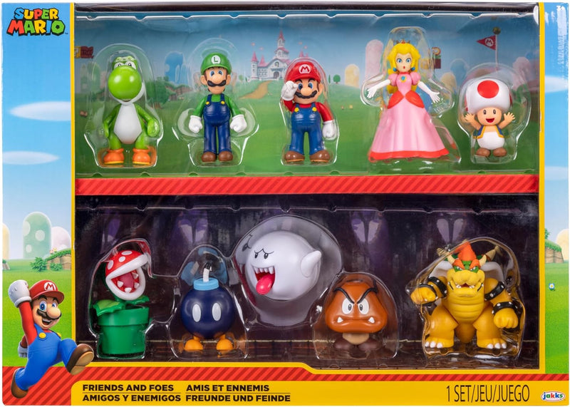 Super Mario Nintendo Figuren 10er Set Freunde und Feinde, 6,5 cm