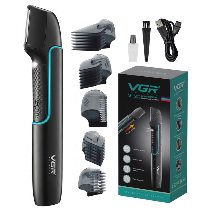 VGR 602 Kabelloser Körperrasierer Herren Mit V-Förmiger Schneidkopf, Body Groomer Men Mit Verlängeru