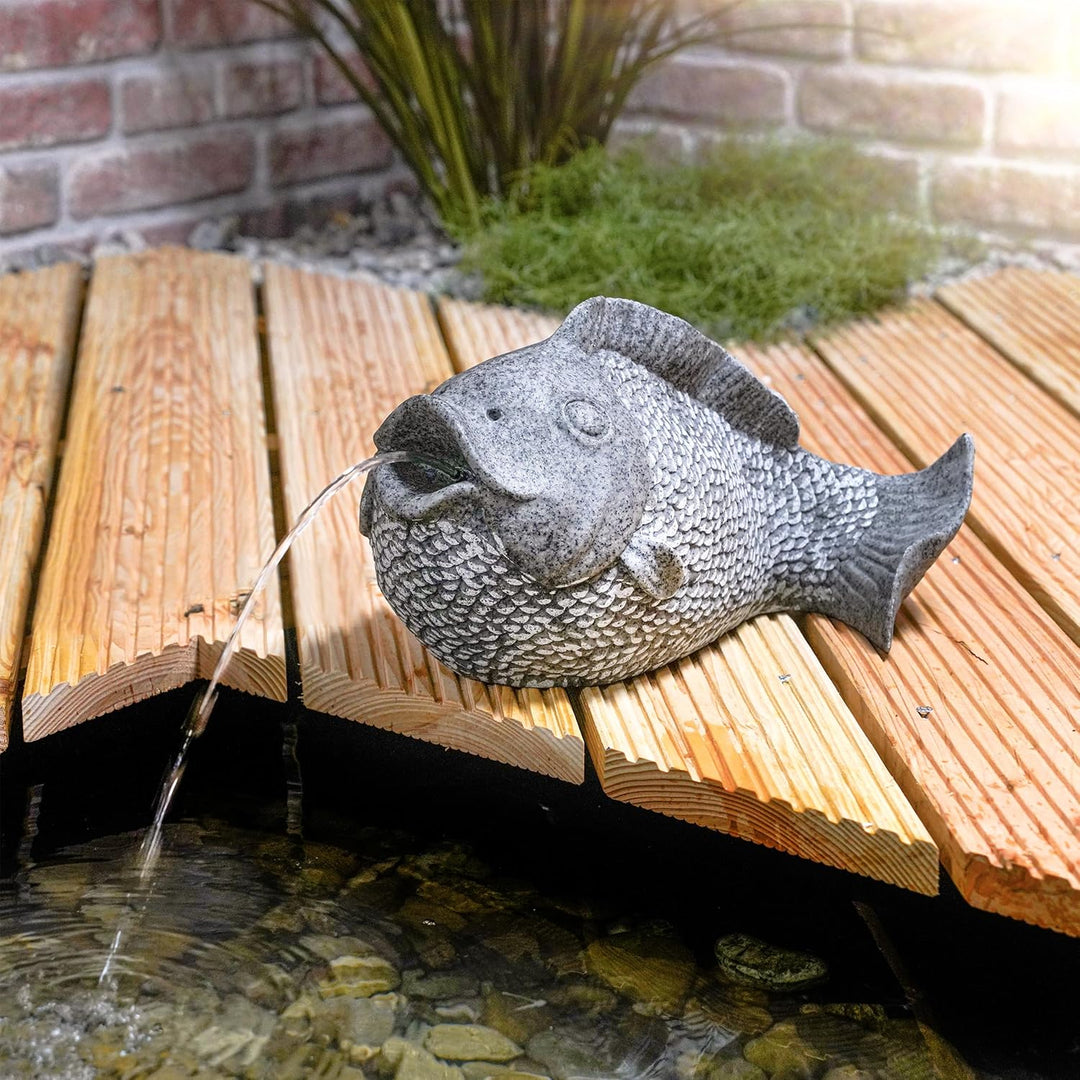 Esotec Wasserspeier-Figur Fisch EINZELFIGUR | Teichfigur Gartenstatue Gartenfigur Springbrunnen-Figu
