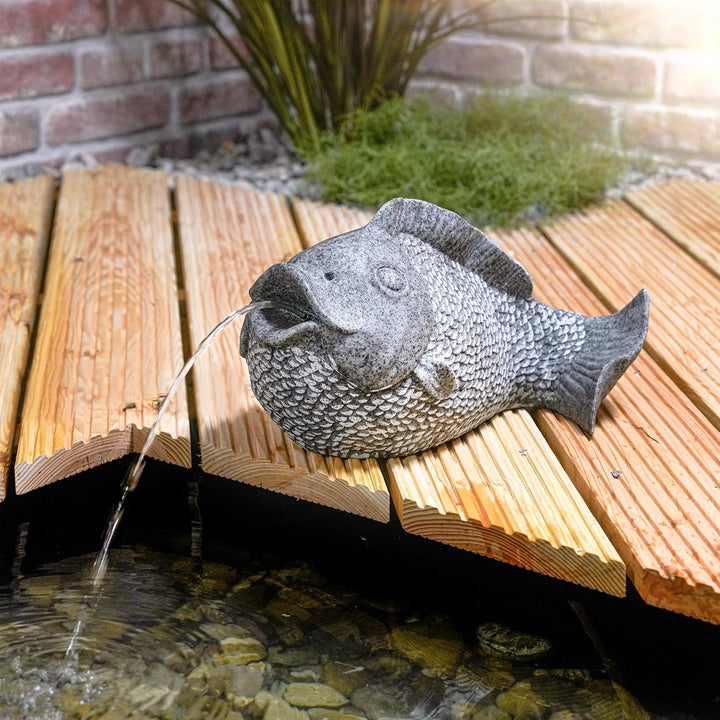 Esotec Wasserspeier-Figur Fisch EINZELFIGUR | Teichfigur Gartenstatue Gartenfigur Springbrunnen-Figu