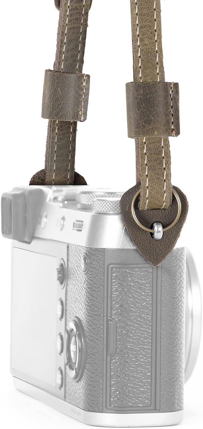 MegaGear Sierra Series - Correa para cámara - De Cuero Genuino, para Hombro o Cuello Verde, Verde