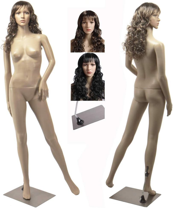 EurotonDisplay weibliche Schaufensterpuppe mit 2 Perücken gratis SF-4 beweglich Hautfarbe
