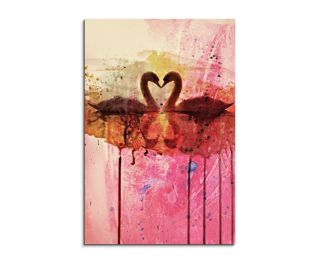 Paul Sinus Art Loving Swans 90x60cm Wandbild Aquarell Kunstbild Malerei Leinwandbild Fotoleinwand