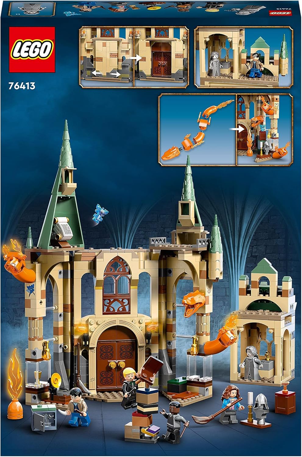 LEGO 76413 Harry Potter Hogwarts: Raum der Wünsche, Schloss-Spielzeug mit verwandlungsfähiger Feuers