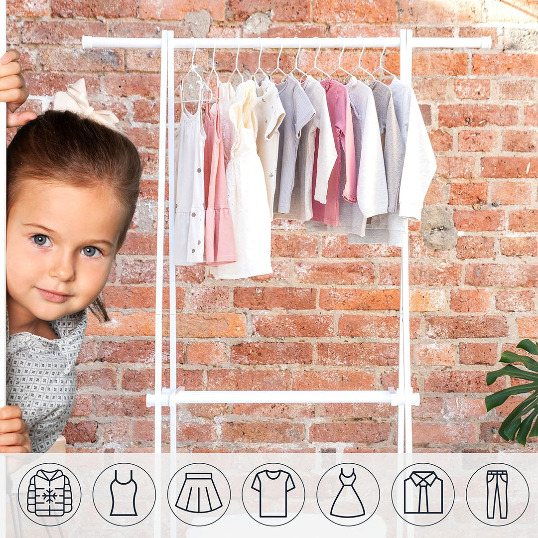 ROW&LINE® – Kinder Bügel (30 cm) – 20 Stück (weiss matt) – platzsparende Kinderkleiderbügel für Kind