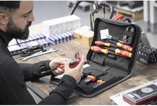 Wiha Werkzeug Set Elektriker 33-tlg. inkl. Werkzeugmappe I kompakte Grundausstattung in Werkzeugtasc