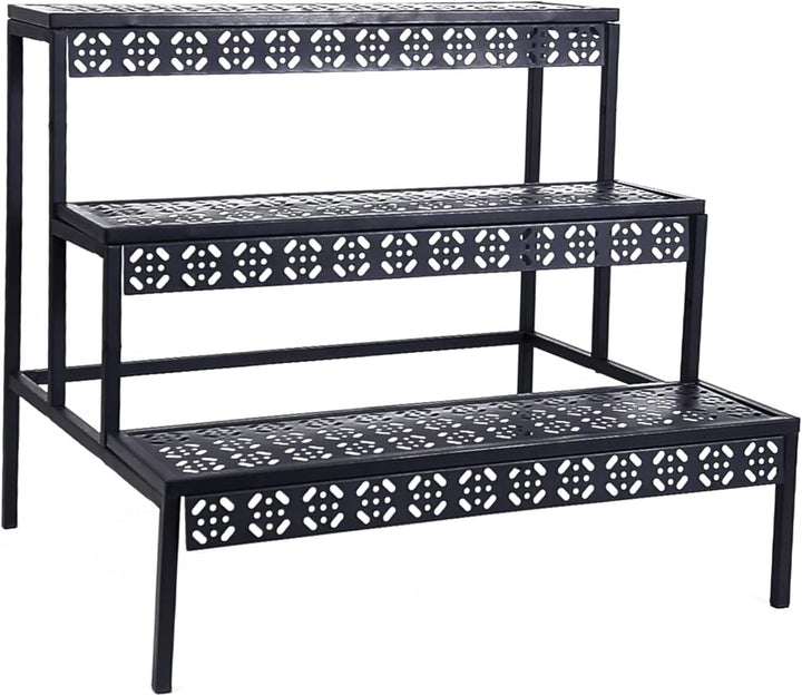 3 Stufen Metall Blumentreppe, Pflanzentreppe Blumenbank, Pflanzenregal Blumenregal, Pflanzenständer