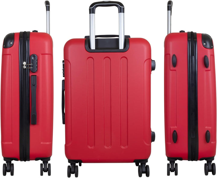 Trendyshop365 Reise-Koffer gross Hartschale Avalon 77 cm 87 Liter 4 Räder Zahlenschloss Rot Rot Reis