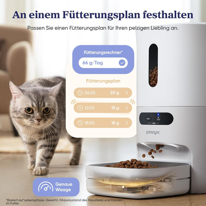 Smart Futterautomat, 3 Stück, Farbwechselnde Erinnerung, Haustierfutter-Trockenmittel hält Futter tr