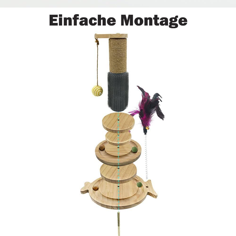 Marchul 5 in 1 Katzenspielzeug, Katze Sisal Seil Massierender Kratzbaum mit hängenden Ball, Interakt