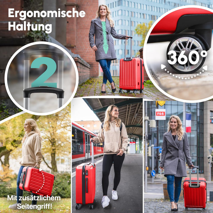 ABS Hartschalenkoffer - Ergonomisch & Sicher - Trolley Koffer Set 3-teilig mit 360° Rädern, Zahlen-S