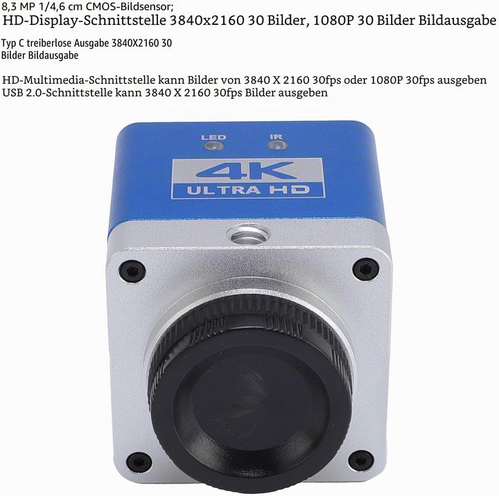 4K HD -Mikroskop Industrielle Kamera 8.3MP 3840x2160 Auflösung 1/1.8 Sensor HD -Anzeige Grenzflächen