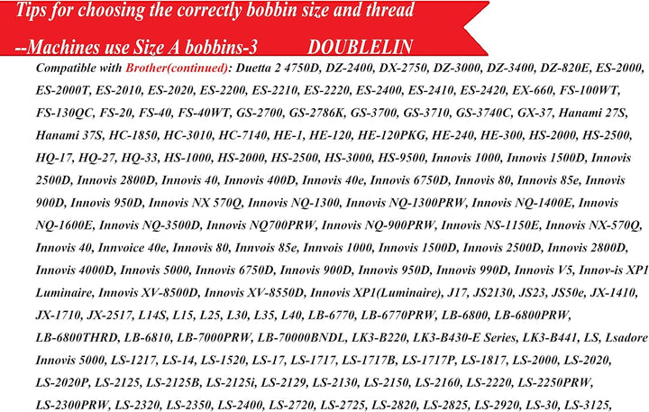 DOUBLELIN vorgewickelte Spulen, Kunststoffseiten, Grösse A/Stil A, Klasse 15, 15J, SA156, Grösse 11,