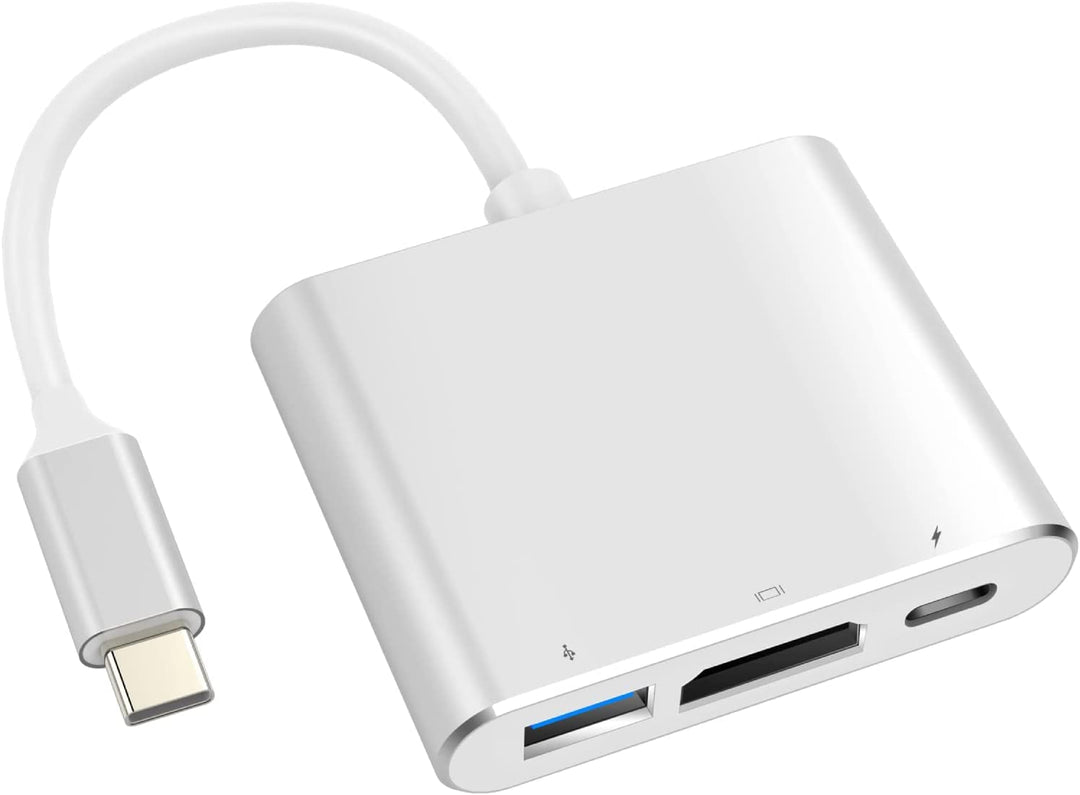 VVG USB C to 4K HD.MI Adapter für MacBook Pro/Air, 3 in 1 USB-C Digital AV Multiport Adapt mit 4K 30