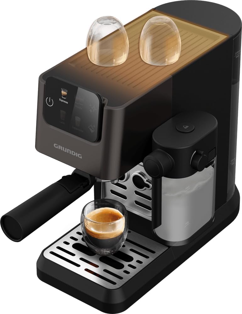 GRUNDIG KSM 5330 Siebträgermaschine mit integriertem Milchbehälter, 1628 W Leistung, 15 bar Pumpendr