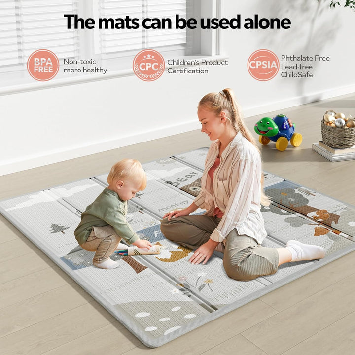 Baby Laufgitter 120x120 cm mit Matte &amp; Matratze für Zuhause | Baby Laufgitter, geräumiger Spielberei