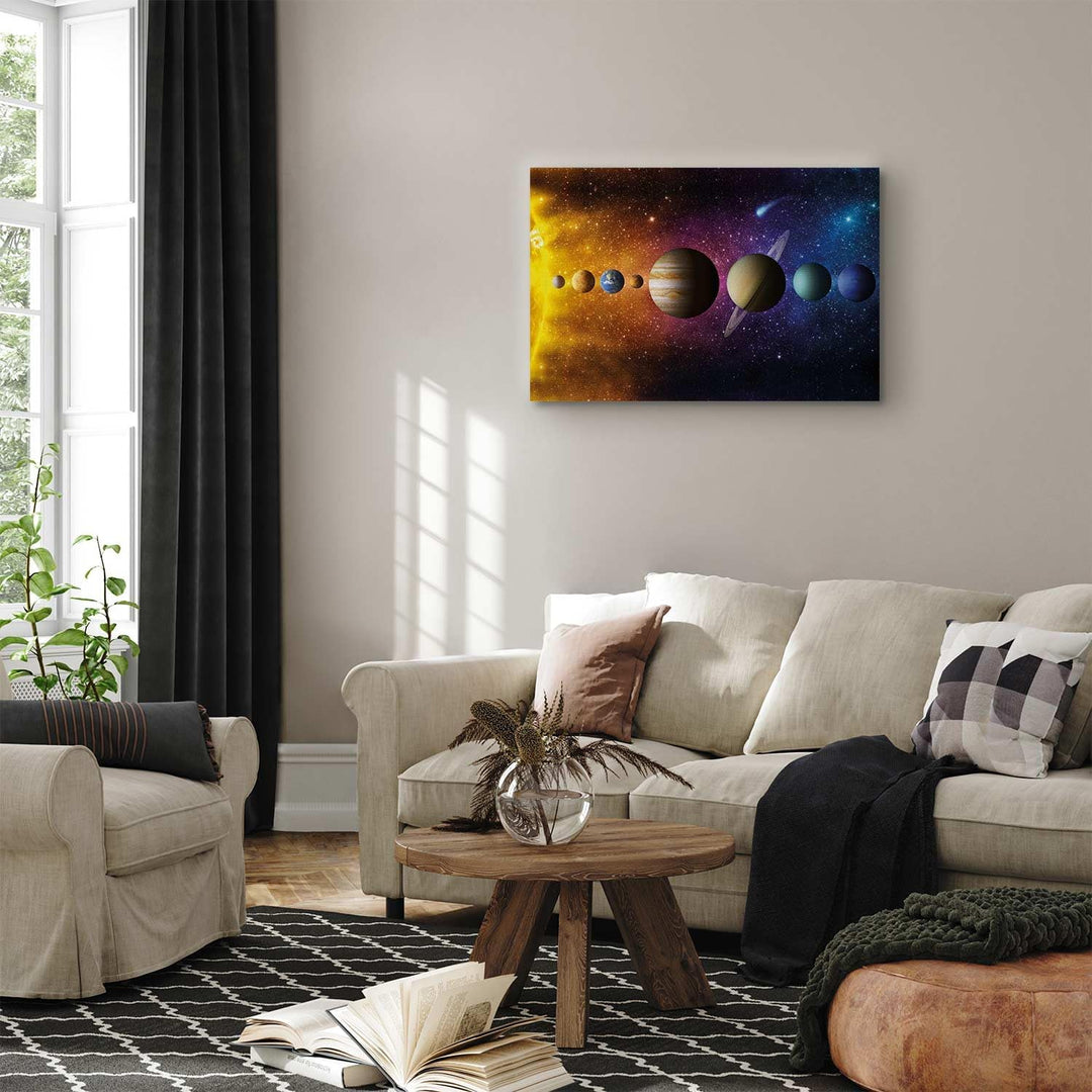 murando- Bilder Sonnensystem 90x60 cm Leinwandbild 1 tlg Kunstdruck modern Wandbilder XXL Wanddekora