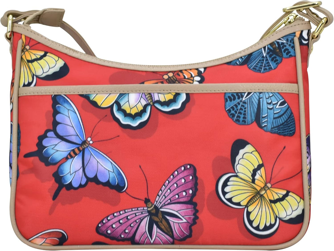 Anuschka East/West Hobo Bag - Wanderlust Kollektion - Nylonstoff mit Leder Trim und Kunstdruck Butte