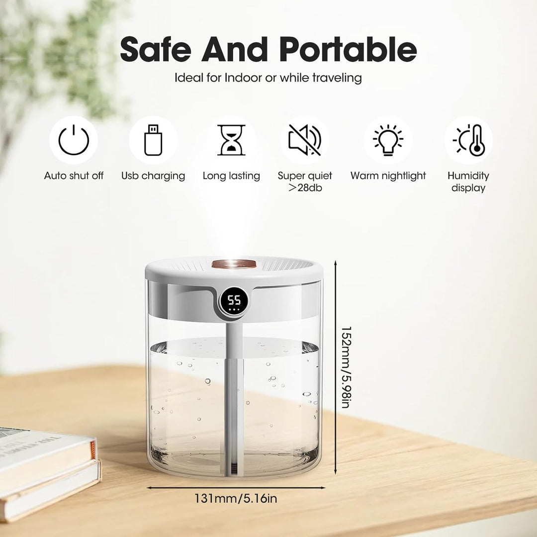 Luftbefeuchter Schlafzimmer, 2L Auto Diffuser Humidifier für Home Babys Office Pflanzen, 36dB Leiser