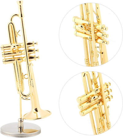 Hapivida Miniatur Trompetenmodell, Zarte Goldene Mini Trompete Instrument Dekoration Messing Instrum