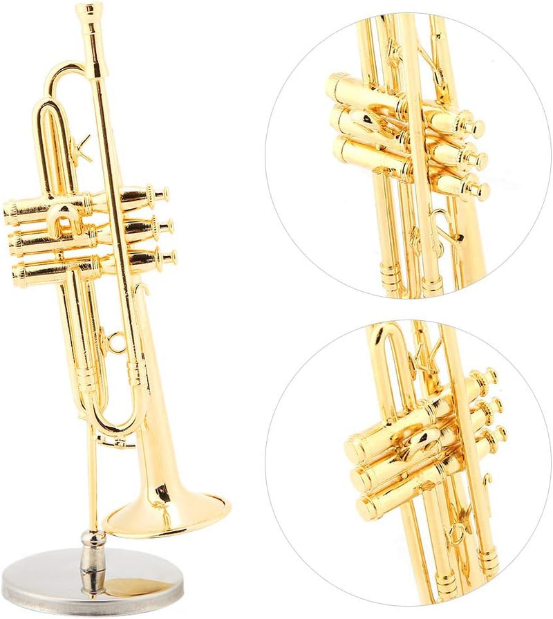 Hapivida Miniatur Trompetenmodell, Zarte Goldene Mini Trompete Instrument Dekoration Messing Instrum