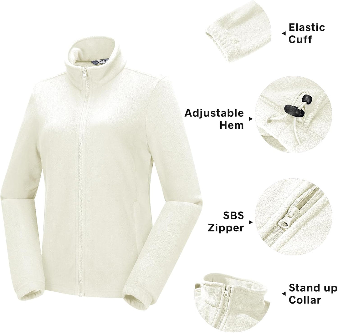 33,000ft Damen Fleecejacke mit Durchgehendem Reissverschluss Stehkragen Damen Leichte Fleece Jacke A