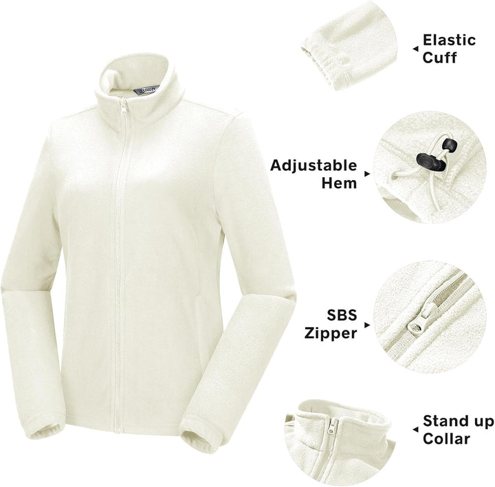 33,000ft Damen Fleecejacke mit Durchgehendem Reissverschluss Stehkragen Damen Leichte Fleece Jacke A