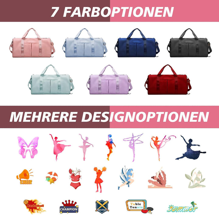 Personalisierte bestickte Sporttasche mit Nass- und Trockenfächern und Schuhfachd Wochenend-Camping-