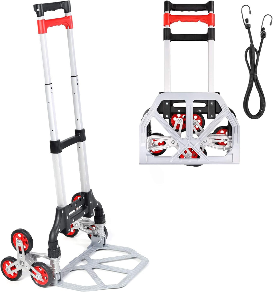 Navaris faltbare Alu Sackkarre mit Treppensteiger - belastbar bis 70kg - Gummiräder - Aluminium Hand